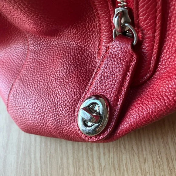 COACH Edie Refined Pebble Leather Lux Jasper Red Shoulder Bag - Picture 11 of 16